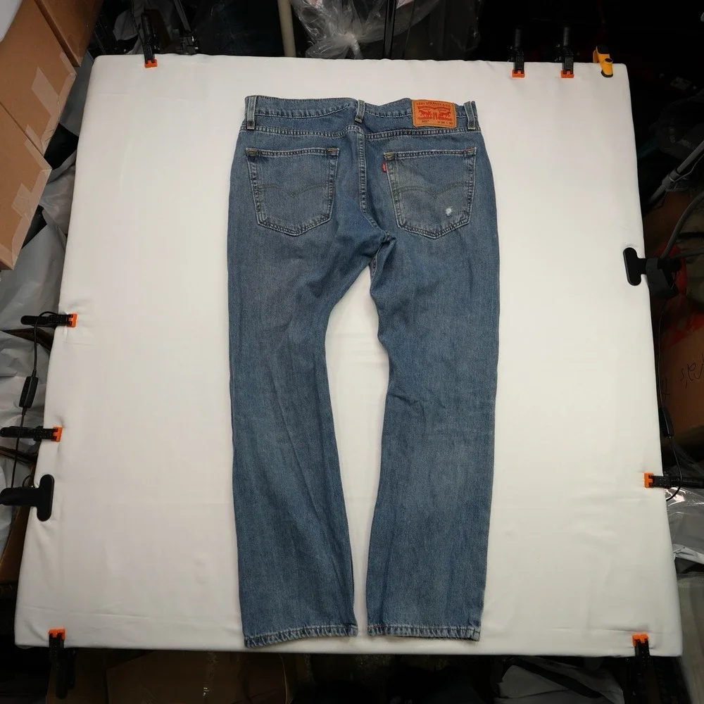 Levis 502 34X30 (35X28) Mens Thigh Distressed Straight Jeans Casual Ripped Pants